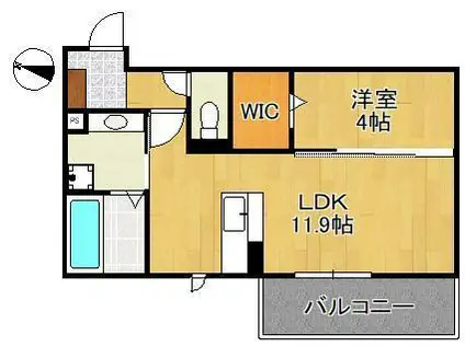 MER行事 A棟(1LDK/3階)の間取り写真