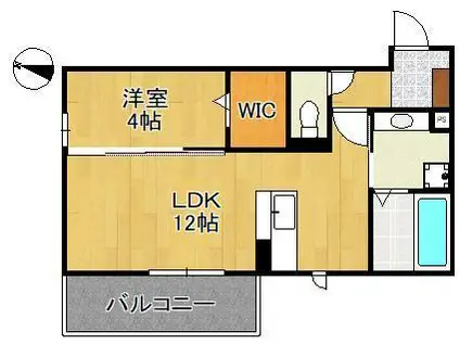MER行事 A棟(1LDK/3階)の間取り写真