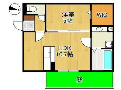 MER行事 A棟(1LDK/1階)の間取り写真