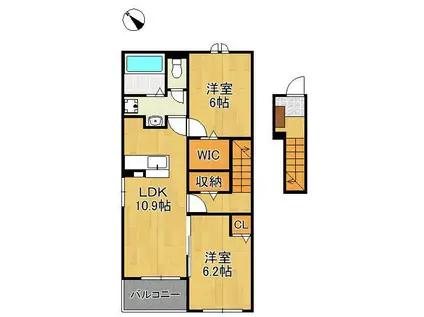 パルク向山(2LDK/2階)の間取り写真
