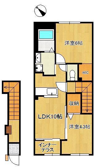 アジャート(2LDK/2階)の間取り写真