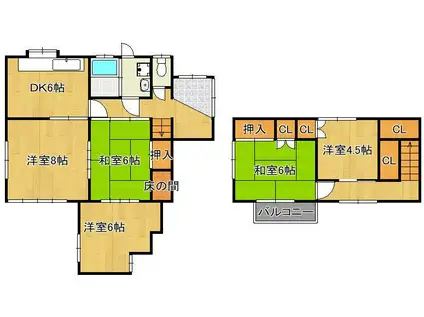 日豊本線 安部山公園駅 徒歩8分 2階建 築48年(5DK)の間取り写真
