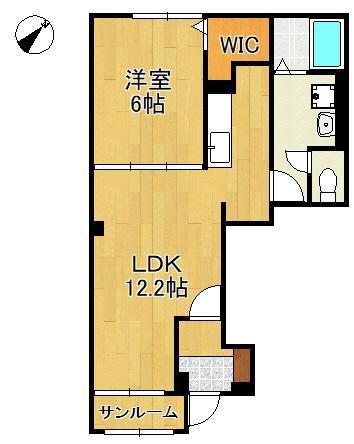 ラ・ポーズ葛原(1LDK/1階)の間取り写真