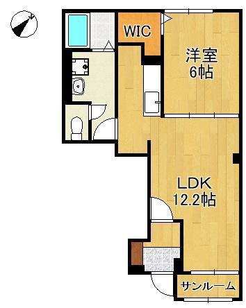 ラ・ポーズ葛原(1LDK/1階)の間取り写真