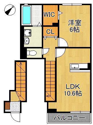 ラ・ポーズ葛原(1LDK/2階)の間取り写真