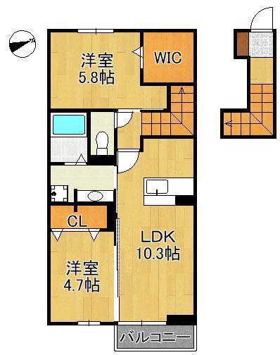DーROOM N.T(2LDK/2階)の間取り写真