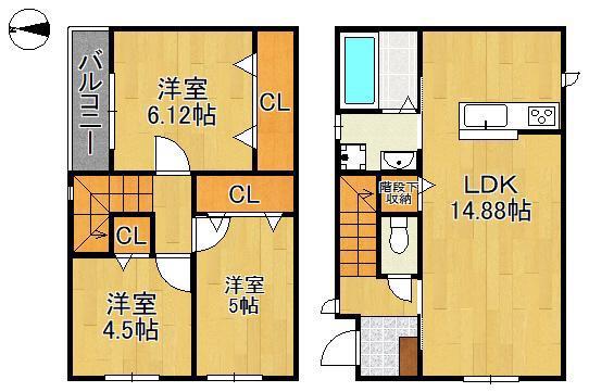 日田彦山線 石田駅(福岡) 徒歩48分 2階建 築1年(3LDK)の間取り写真