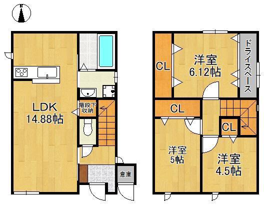 日豊本線 安部山公園駅 徒歩36分 2階建 新築(3LDK)の間取り写真