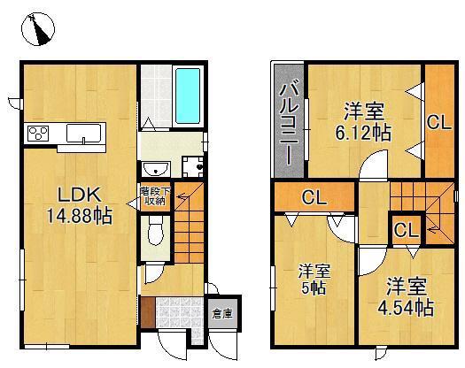 日豊本線 安部山公園駅 徒歩36分 2階建 新築(3LDK)の間取り写真