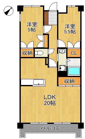 サンライフ小倉南(2LDK/8階)の間取り写真