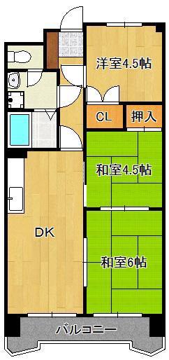 アルシュアベニール城野(3DK/6階)の間取り写真
