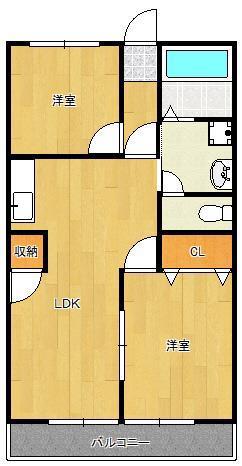 REXYZ城野(2LDK/1階)の間取り写真