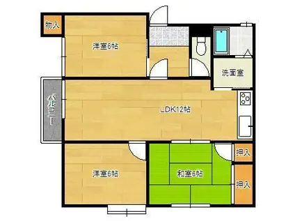 ボヌール1(3LDK/2階)の間取り写真
