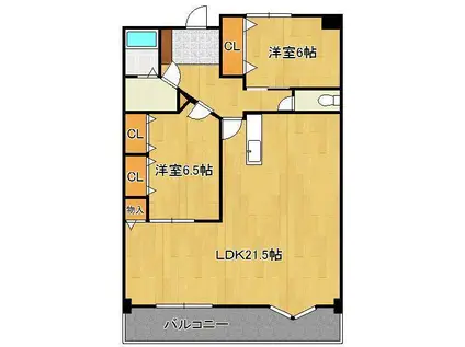 レイ・ブリック若園(2LDK/4階)の間取り写真