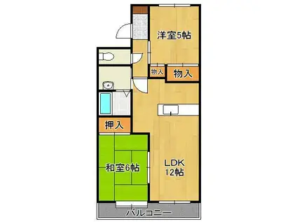 富士ヶ丘(2LDK/2階)の間取り写真