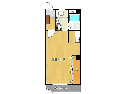 プレステージ・デル・守恒(ワンルーム/2階)の間取り写真