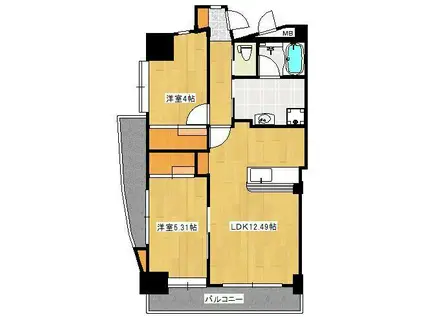 コンプレート富士見(2LDK/2階)の間取り写真