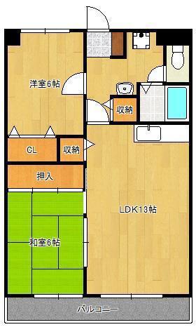 ふぁみーる志徳(2LDK/3階)の間取り写真