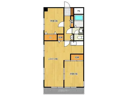 ふぁみーる志徳(2LDK/4階)の間取り写真