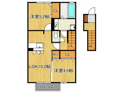 フラワーヒルズ藤(2LDK/2階)の間取り写真