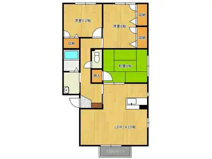 レシェンテ徳力(3LDK/1階)の間取り写真