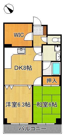 クロスロード恵里(2DK/3階)の間取り写真