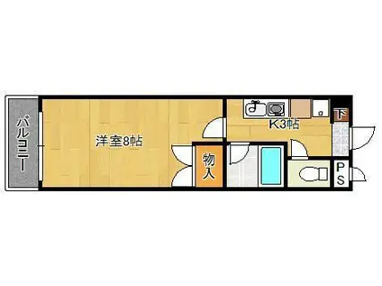 ルネッサンスTOEIもりつね(1K/2階)の間取り写真