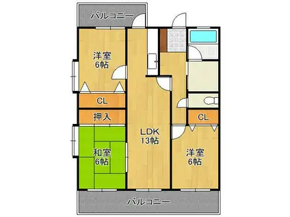 グレートハウス晩餐館(3LDK/12階)の間取り写真