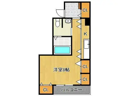 アプリークス ロクス(1K/3階)の間取り写真