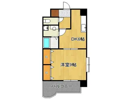 ベルガ北方(1DK/10階)の間取り写真