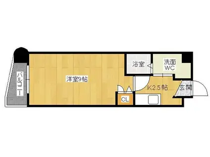 ベルガ北方(1K/5階)の間取り写真