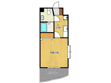 ベルガ北方(1K/3階)の間取り写真