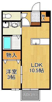スクールサイド若藤(1LDK/2階)の間取り写真