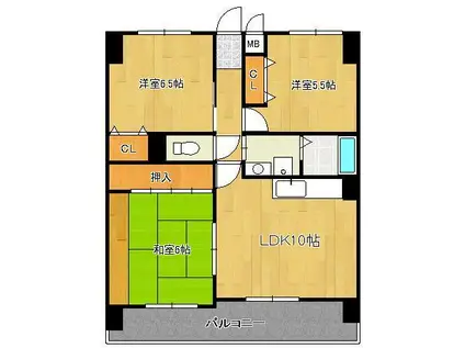 ラ・ヴィ嵐山(3LDK/2階)の間取り写真