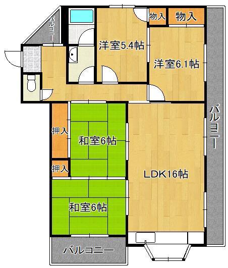 今浪マンション(4LDK/5階)の間取り写真