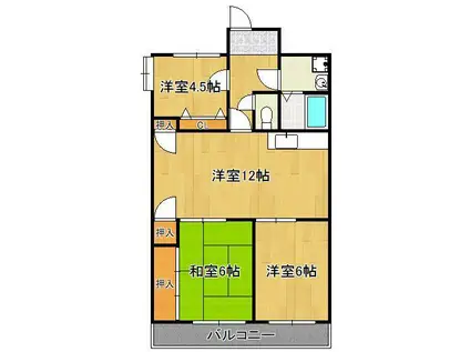 スカイコーポホウシュウエイト小倉南(3LDK/6階)の間取り写真