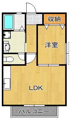 トレゾア湯川新町B棟(1LDK/1階)の間取り写真