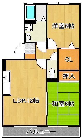 クレール徳力(2LDK/1階)の間取り写真