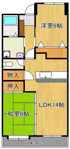 レリディアンスビューマ(2LDK/7階)の間取り写真