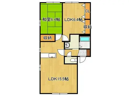 プリムヴェールパルクA棟(2LDK/1階)の間取り写真