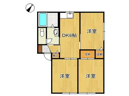 インフィオーレ芦田 B棟(3DK/1階)の間取り写真