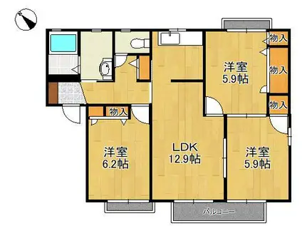 フィオーレⅠ・A(3LDK/2階)の間取り写真