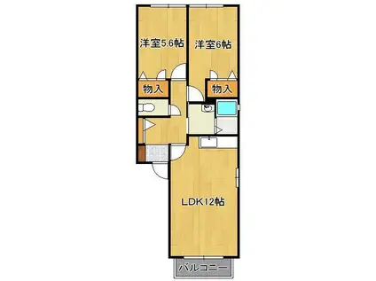 メゾンエムロードF棟(2LDK/1階)の間取り写真