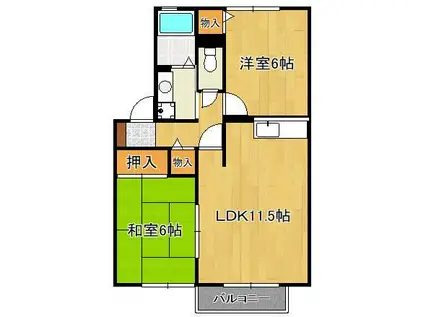 セジュール福西(2LDK/2階)の間取り写真