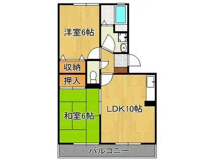 グランドゥール田中(2LDK/3階)の間取り写真