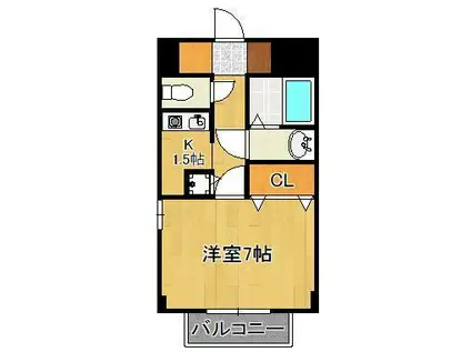 オードピュールⅢ(1K/2階)の間取り写真