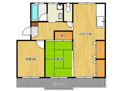 メゾン上田(2LDK/3階)の間取り写真