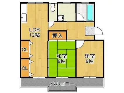 メゾン上田(2LDK/1階)の間取り写真
