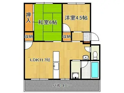 寿ビル(2LDK/3階)の間取り写真