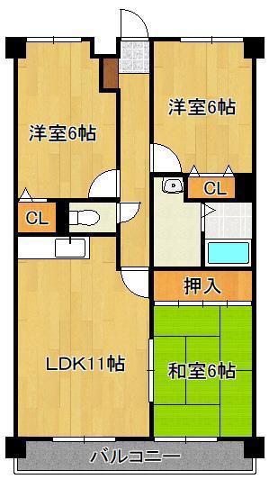 ウェルス嵐山(3LDK/1階)の間取り写真